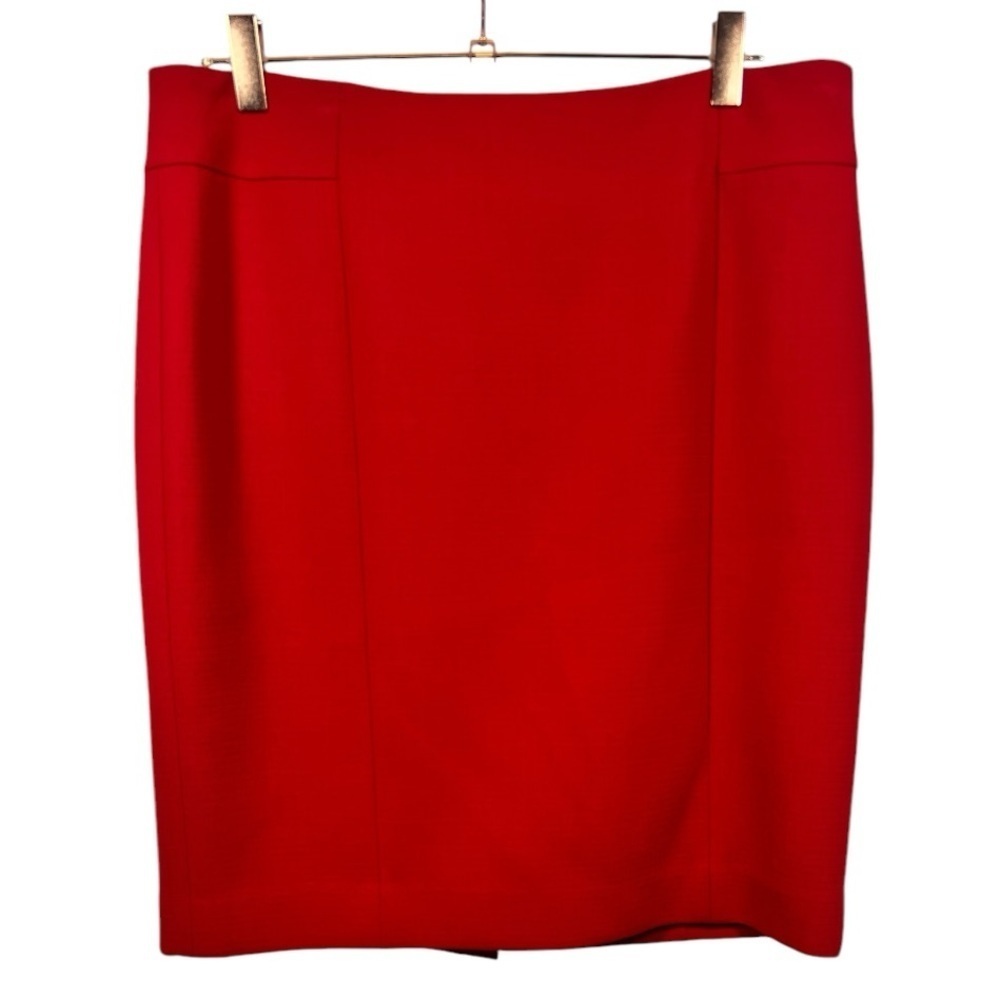 Ann Taylor Women's Wool Blend Pencil Skirt Red Size 12 Petite Career Office Work